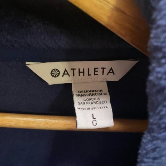 Athleta Cozy Karma Asym Pullover, Enchanted Blue SIZE L #383402 O1227H - Picture 3 of 4